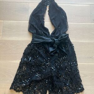Elegant Black Lace Romper